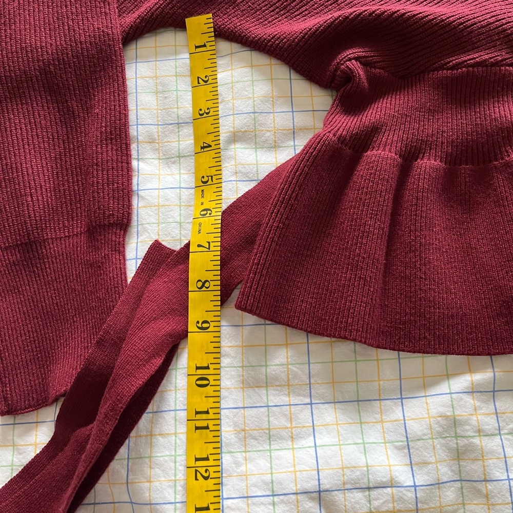 NWT Zesica wrap ruffle belted waist knit sweater pullover - Picture 9 of 11